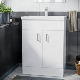 Nes Home Nanuya 600mm Freestanding Bathroom White Basin Sink Vanity Unit - thumbnail 3