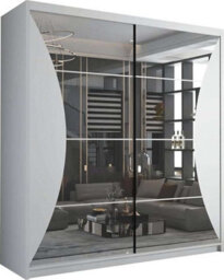 Sliding Wardrobes 4 u LTD Modern Sliding Wardrobe With Led Light - Full-Length Mirror Enhanced Storage White 150Cm/(203Cm) - thumbnail 2