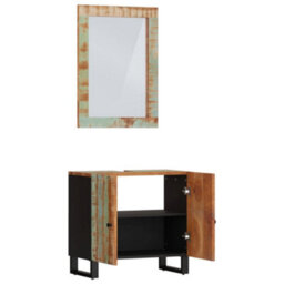 Berkfield 2 Piece Bathroom Furniture Set Solid Wood Reclaimed - thumbnail 3