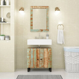 Berkfield 2 Piece Bathroom Furniture Set Solid Wood Reclaimed - thumbnail 1