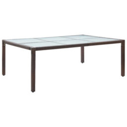 Berkfield Outdoor Dining Table Brown 200X150X74 Cm Poly Rattan - thumbnail 1