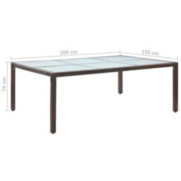 Berkfield Outdoor Dining Table Brown 200X150X74 Cm Poly Rattan - thumbnail 5