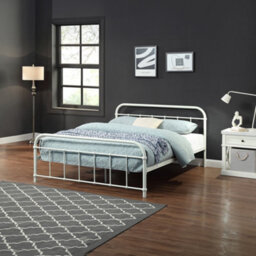 SlumberWorx Tewin Vintage Hospital Style White Small Double Metal Bed Frame - thumbnail 1