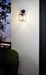 2 Pack Modern Ip44 Outdoor Wall Lights With Black Square Glass Shade - 60W E27 Porch Lamps - thumbnail 3