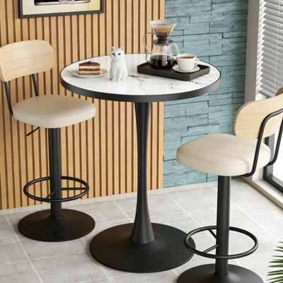 Fativo 102Cm High Bar Table: Round Sintered Stone Top With Sturdy Pedestal Base For Cafe, Bar & Home - image 1