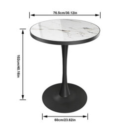 Fativo 102Cm High Bar Table: Round Sintered Stone Top With Sturdy Pedestal Base For Cafe, Bar & Home - thumbnail 2