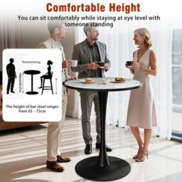 Fativo 102Cm High Bar Table: Round Sintered Stone Top With Sturdy Pedestal Base For Cafe, Bar & Home - thumbnail 7