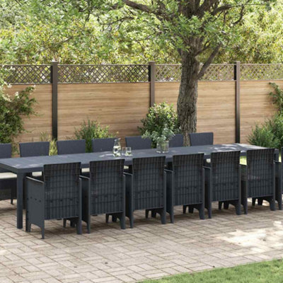 Berkfield Garden Dining Set 15 Pcs Anthracite Polt Rattan - image 1