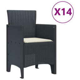 Berkfield Garden Dining Set 15 Pcs Anthracite Polt Rattan - thumbnail 5