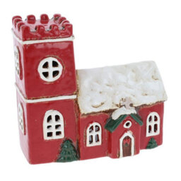 Village Pottery Christmas Norman Church Tea Light Holder - thumbnail 2