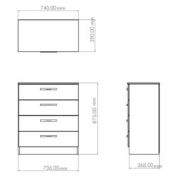Messina Ready Assembled White & Oak 4 Drawer Wide Chest (H)875mm (W)740mm (D)390mm - thumbnail 5