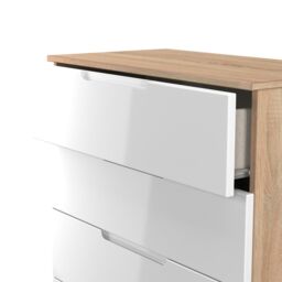 Messina Ready Assembled White & Oak 4 Drawer Wide Chest (H)875mm (W)740mm (D)390mm - thumbnail 3