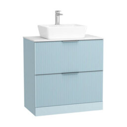 Royal Bathrooms Evora 800mm Powder Blue Fluted Floor Standing Vanity Unit 2 Drawer With Countertop Basin - Elva - thumbnail 4