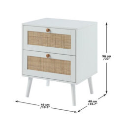 Home Treats Set Of 2 Rattan Chest Of Drawers White Wooden Bedside Table 2 Drawer - thumbnail 3