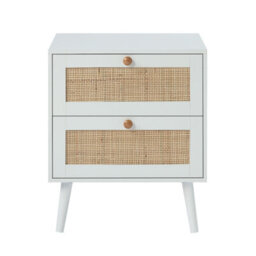 Home Treats Set Of 2 Rattan Chest Of Drawers White Wooden Bedside Table 2 Drawer - thumbnail 5