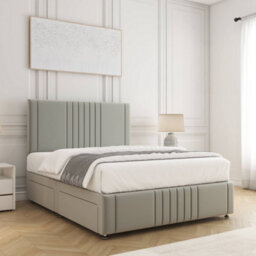 Bsspoke Hazel Divan Bed Set Silver Plush Velvet 24Inch Headboard & Footboard Mattress No Drawers In 3Ft 4Ft 4Ft6 5Ft 6Ft - thumbnail 2