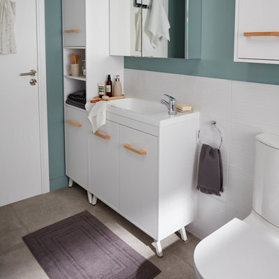 GoodHome Ladoga White Freestanding Vanity Unit & Basin Set (W)600mm (H)810mm