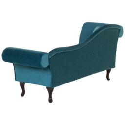 Beliani Left-Hand Chaise Longue Lattes Velvet Teal - thumbnail 5
