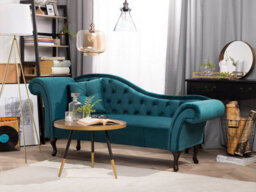 Beliani Left-Hand Chaise Longue Lattes Velvet Teal - thumbnail 2