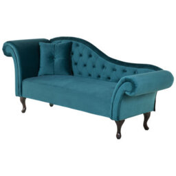 Beliani Left-Hand Chaise Longue Lattes Velvet Teal - thumbnail 4