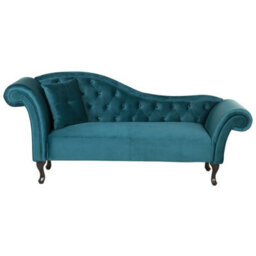 Beliani Left-Hand Chaise Longue Lattes Velvet Teal