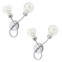 Valuelights Astley Pair Of Chrome 2 Way Wall Lights With Swirl Effect Shades - thumbnail 1