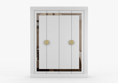 Arte White Traditional Opening Wardrobe Pearl 200Cm - Timeless Design With Mirror Accent - image 1