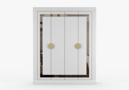 Arte White Traditional Opening Wardrobe Pearl 200Cm - Timeless Design With Mirror Accent - thumbnail 1