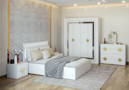 Arte White Traditional Opening Wardrobe Pearl 200Cm - Timeless Design With Mirror Accent - thumbnail 3