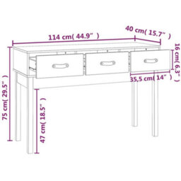 Berkfield Console Table White 114X40X75 Cm Solid Wood Pine - thumbnail 9
