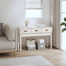 Berkfield Console Table White 114X40X75 Cm Solid Wood Pine