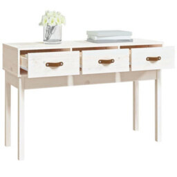 Berkfield Console Table White 114X40X75 Cm Solid Wood Pine - thumbnail 7