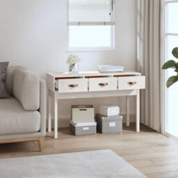 Berkfield Console Table White 114X40X75 Cm Solid Wood Pine - thumbnail 6