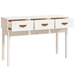 Berkfield Console Table White 114X40X75 Cm Solid Wood Pine - thumbnail 4