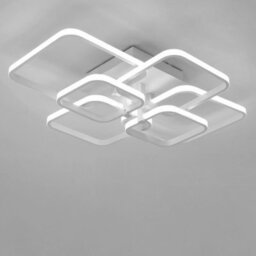 Living And Home 6 Lamp Square Modern Acrylic Led Low Energy Semi Flush Ceiling Light Fixture Cool White - thumbnail 4