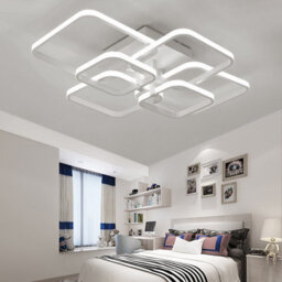 Living And Home 6 Lamp Square Modern Acrylic Led Low Energy Semi Flush Ceiling Light Fixture Cool White - thumbnail 3
