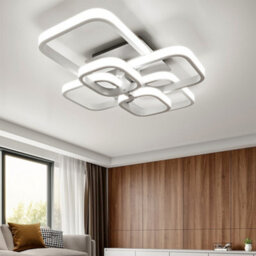Living And Home 6 Lamp Square Modern Acrylic Led Low Energy Semi Flush Ceiling Light Fixture Cool White - thumbnail 1
