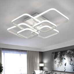 Living And Home 6 Lamp Square Modern Acrylic Led Low Energy Semi Flush Ceiling Light Fixture Cool White - thumbnail 2