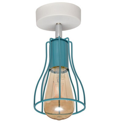 Luminosa Lighting Luminosa Tube Semi Flush Light White, Turqouise 10Cm