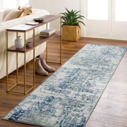 Livabliss Sunderland-Abstract Blue Grey Modern Marble Living Dining Bedroom Rug 80 X 220 Cm Easy Care, Non Shedding - thumbnail 2