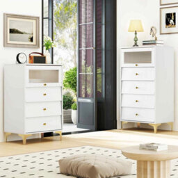 3 Drawer Dresser W/ Flip-Up Fluted Glass Door - thumbnail 7