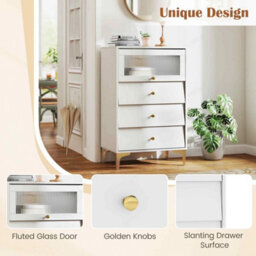 3 Drawer Dresser W/ Flip-Up Fluted Glass Door - thumbnail 6