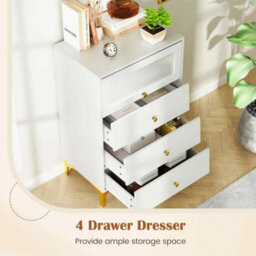 3 Drawer Dresser W/ Flip-Up Fluted Glass Door - thumbnail 4
