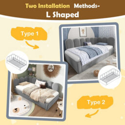 Btm 3Ft Upholstered Daybed 90X190 Cm, Single Sofa Bed With Pull Out Guest Bed, Slatted Frame, Velvet, Grey, No Mattress - thumbnail 6