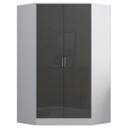 Reflect 2Pc Wardrobe Bundle - 2 Door Corner + 3 Door Mirror - Grey Gloss & Matt White - H: 180Cm X W: 179Cm X D: 103Cm - thumbnail 5