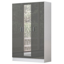 Reflect 2Pc Wardrobe Bundle - 2 Door Corner + 3 Door Mirror - Grey Gloss & Matt White - H: 180Cm X W: 179Cm X D: 103Cm - thumbnail 8