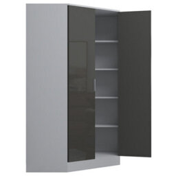 Reflect 2Pc Wardrobe Bundle - 2 Door Corner + 3 Door Mirror - Grey Gloss & Matt White - H: 180Cm X W: 179Cm X D: 103Cm - thumbnail 7
