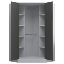 Reflect 2Pc Wardrobe Bundle - 2 Door Corner + 3 Door Mirror - Grey Gloss & Matt White - H: 180Cm X W: 179Cm X D: 103Cm - thumbnail 6