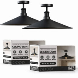Black Modern Ceiling Light Fixture Industrial Pack Of 2 Semi Flush Mount Ceiling Lighting Fitting For Kitchen Without Bulb - thumbnail 1