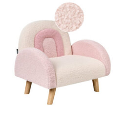 Beliani Kids Armchair Rainbow Ombo Boucle Pastel Pink - thumbnail 1